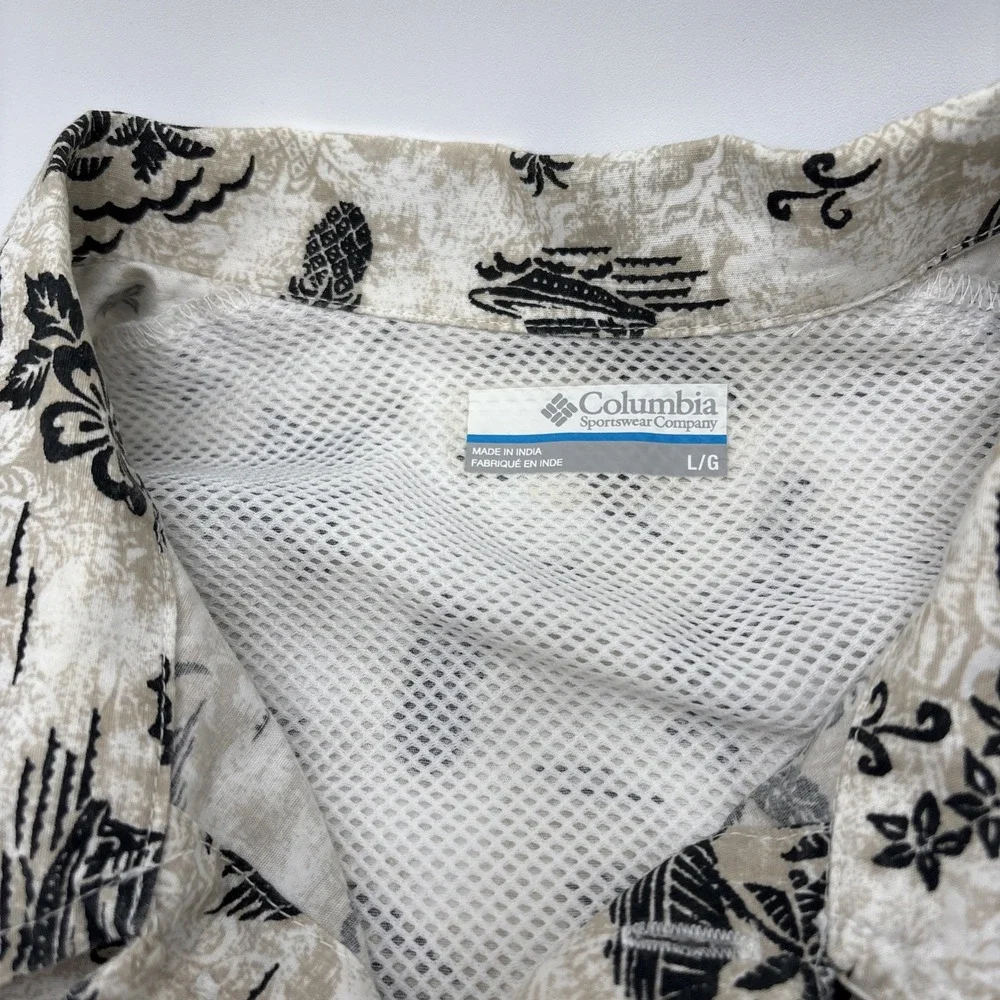 Columbia PFG Button Down Shirt Mens Size Large Hawaiian Fishing Multicolored Cot